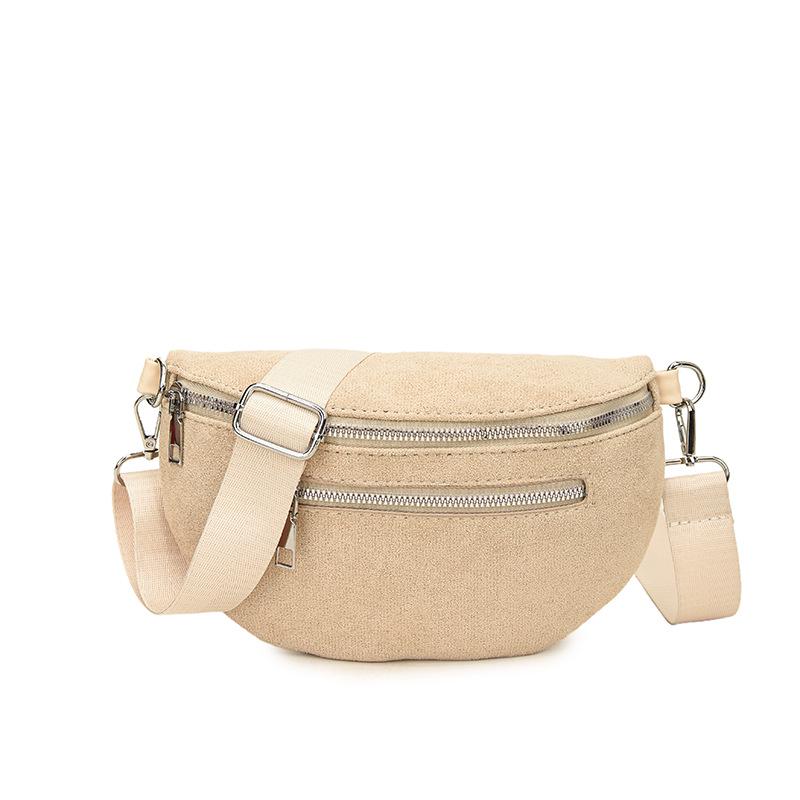 Trendy Women's Suede Crossbody Chest Bag with Durable Webbing