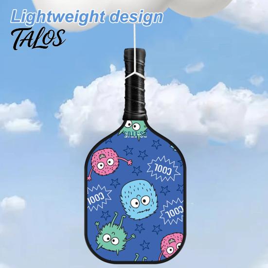 Junior Pickleball Paddle Kids Cartoon Print Lightweight Glass Fiber Portable Children Racket Accessories Birthday Gift Youth