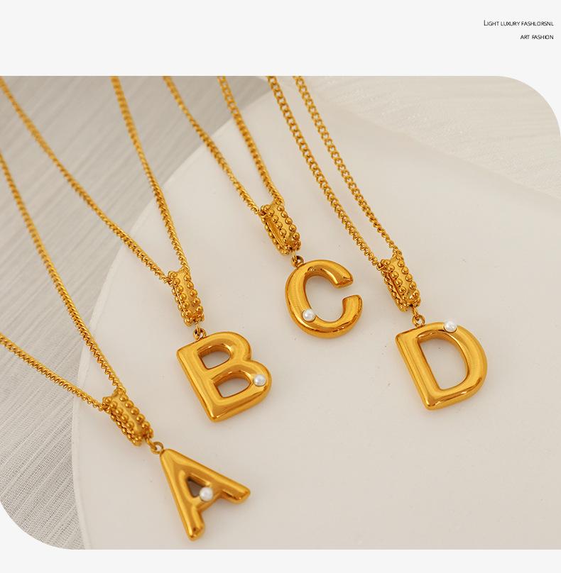 18k Gold-Plated Titanium Steel Bubble Letters Necklace for Women