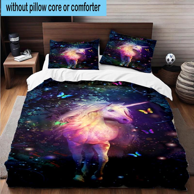 Magical Unicorn Garden 3pcs Bedding,Including 1pc Duvet Cover And 2pcs Pillowcases Perfect for Christmas,Ideal for Bedroom, Dormitory