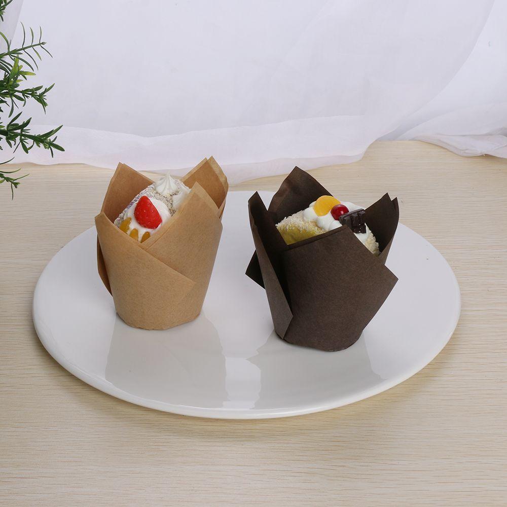 50 Stück Papier Kuchenbecher Dekoration Werkzeuge Cupcake Tulpenblüte Schokoladen Cupcake Hülle Backen Muffin Papier Einlage Halter Einweg
