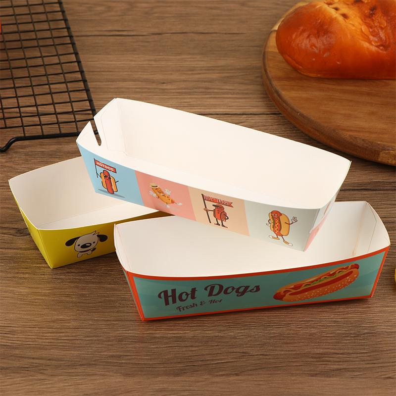 100 sztuk Pudełko do pakowania hot-dogów bez składania Papierowe Jednorazowe Naczynia Imprezowe Taca do serwowania jedzenia Dla Firm Cateringowych Pudełka Cateringowe