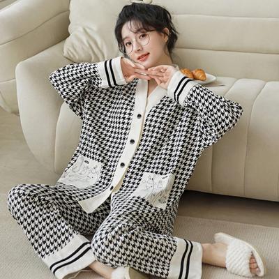 Women Pyjamas Polka Dots Sleepwear Pijama Homewear Clothing Spring Autumn Pajama Sets Nightwear