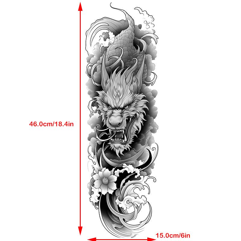Waterproof Temporary Tattoo Sticker Cloud Dragon Full Arm Large Size Sleeve Tattoo Fake Tattoo For Men Women