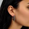 Heart Hoop Earrings with Black Zirconia Accents, Minimalist Ear Stud Design, Hypoallergenic Jewelry for Women