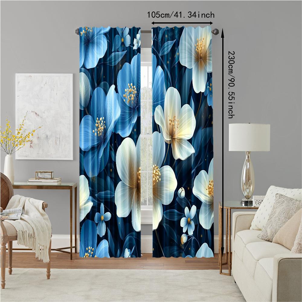 2 pcs   versatile polyester transparent curtains for home decoration Flower for use in bedrooms and living rooms