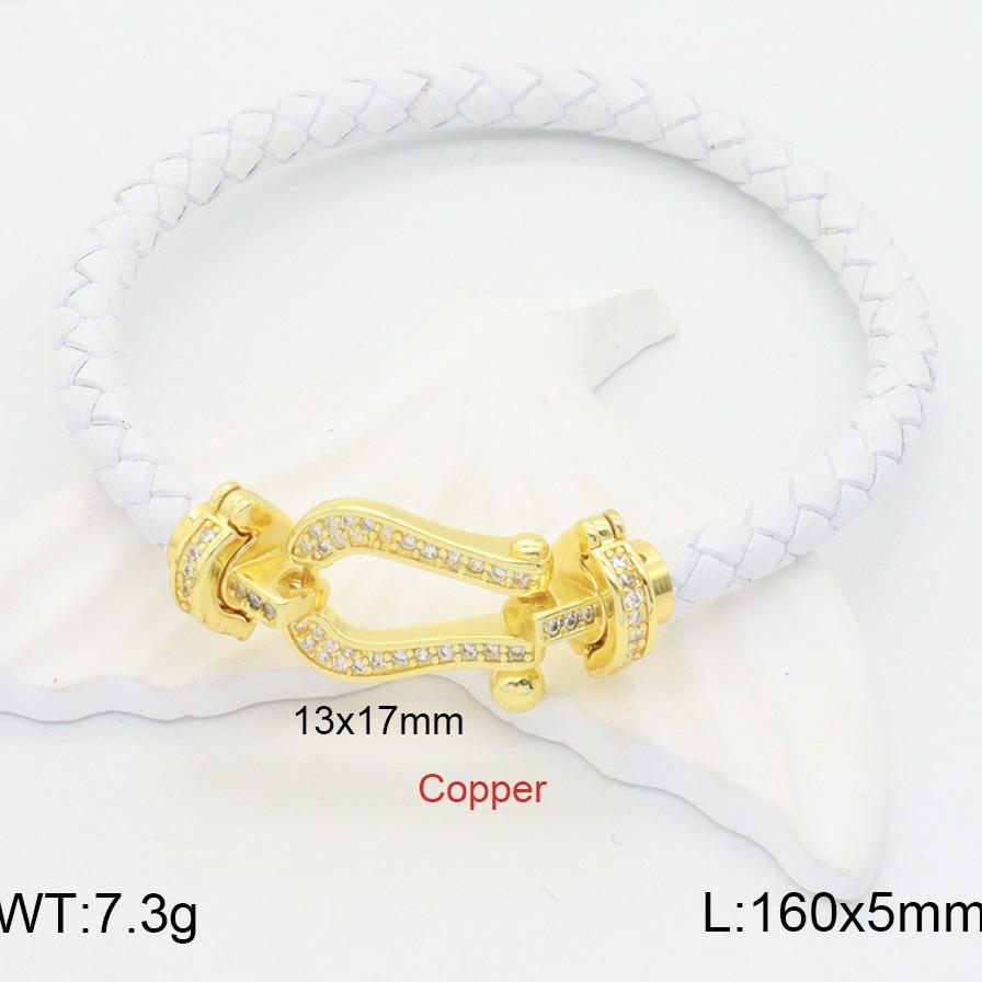 

Horseshoe Buckle Red Rope Fred Leather Rope Bracelet Men and Women 18k Gold Slightly Inlaid with Diamonds Natal Year Couple Hand Rope 2026 16CM+1CM білий