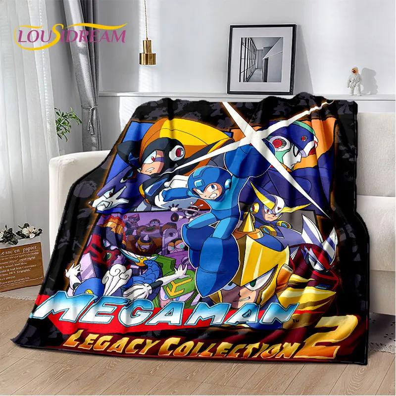 Rockman Megaman Game Cartoon Soft Plush Blanket,Flannel Blanket Throw Blanket for Living Room Bedroom Bed Sofa Picnic Cover Kids