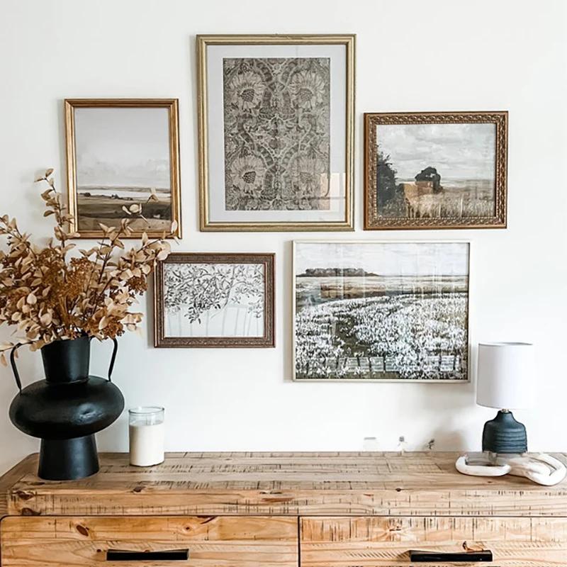 Summer Landscape Vintage Oil Painting Canvas Poster, Spring Neutral Gallery Wall Art Print, Retro Green Tone, Farmhouse Wall Dec