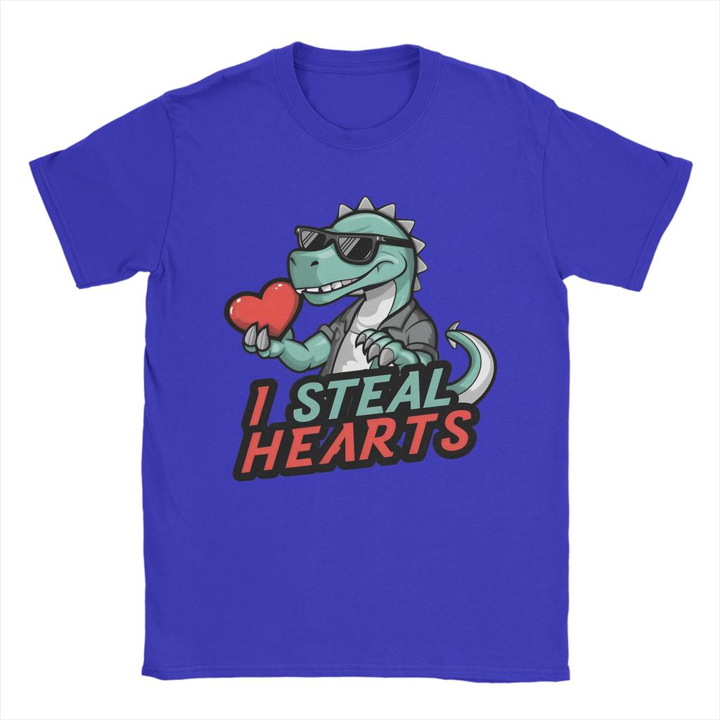 Vintage TShirt I Steal Hearts Trex Dino 100 Cotton TShirts Trendy Cool Tshirt for Unisex Beach Y2K Basic Short Sleeve Top Tees