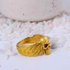 Winged Skull Gold Plated Statement Ring | Biker Gothic Brass Jewelry for Men & Women | Punk Rock Gift