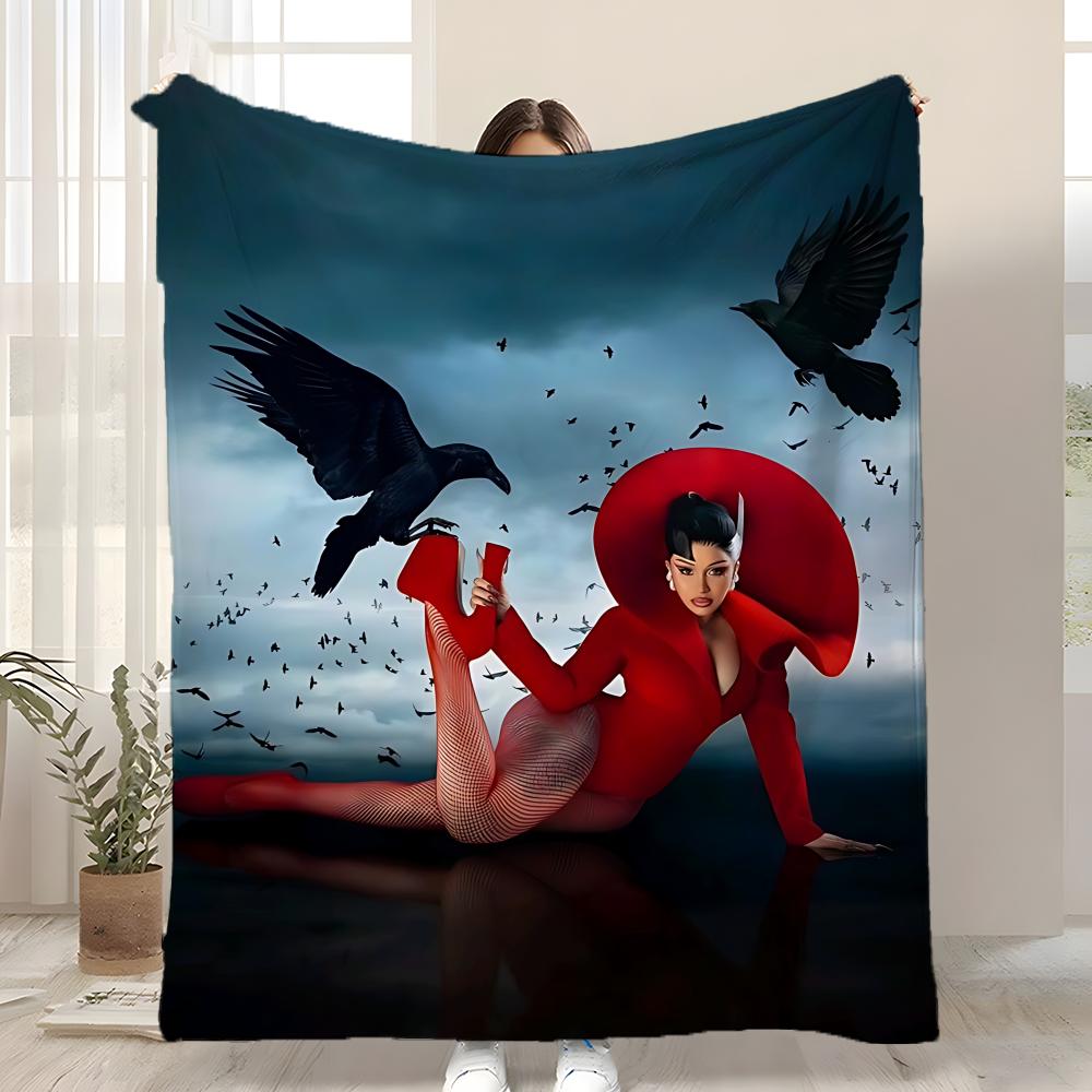 

Singer Cardi B Throw Kid-Friendly Flannel Throw Blanket Soft Warm Anti-Static Washable All Season 75x90cm
