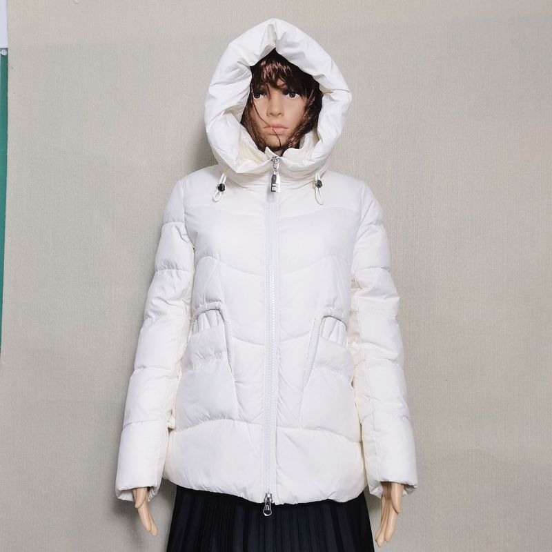 Fashion Tail Goods Hooded Down Cotton Cotton-Padded Clothes for Women Short Model In White Color Cold Protective Clothing Loose Casual Cotton Jacket
