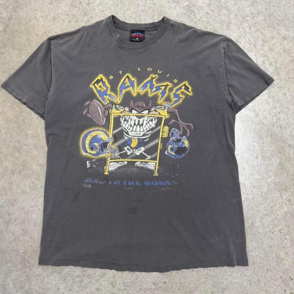 Vintage 90s Los Angeles Rams Taz Looney Tunes Distressed Black Mens XL Unisex T-Shirt XXL