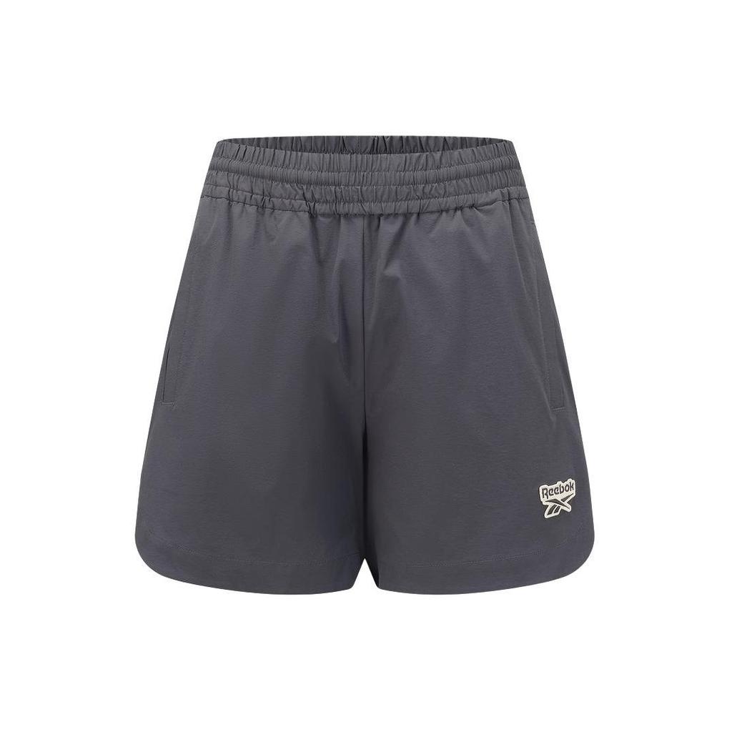 Reebok Solid Color Running Elastic Woven Sports Shorts Women Shorts Charcoal-Black 24SRC608WGH1