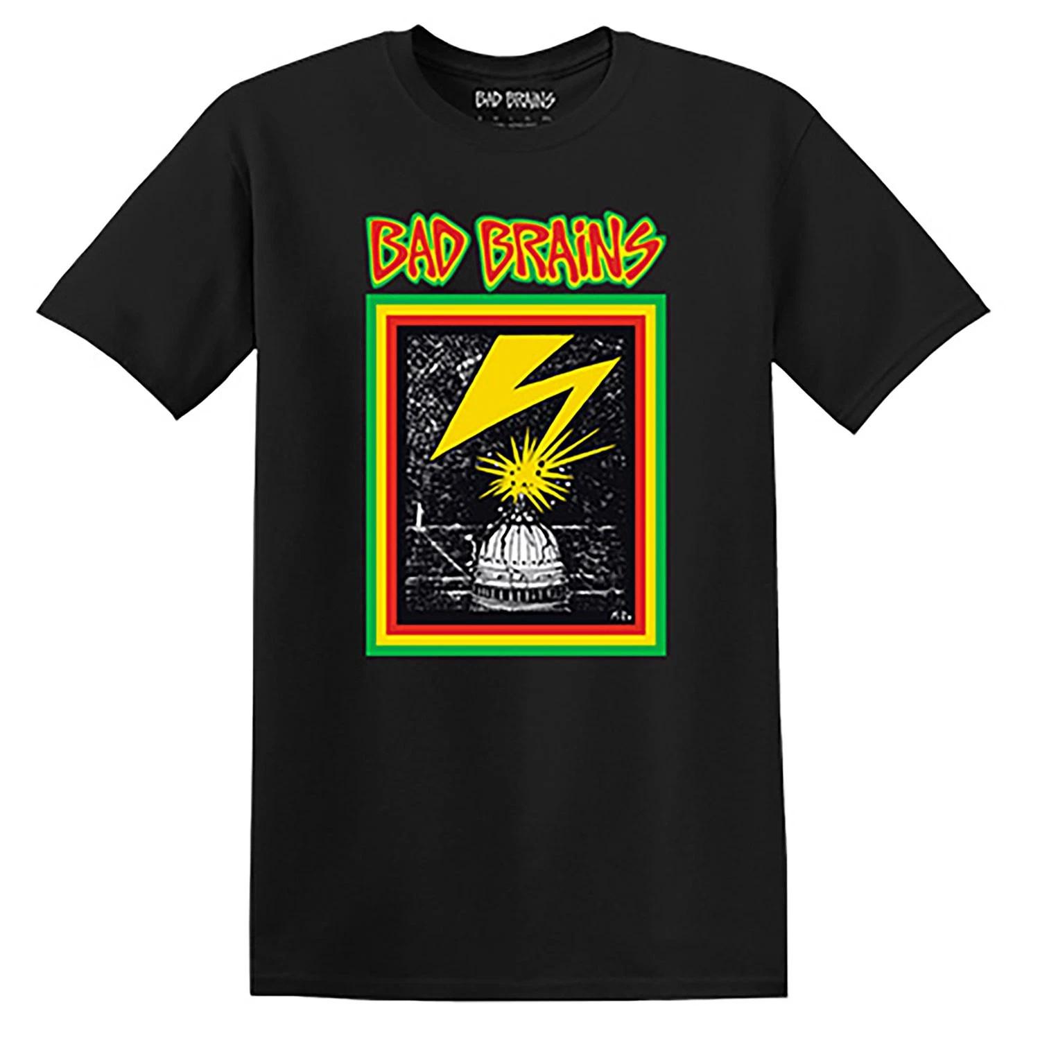 Men s Bad Brains Capitol Strike On Black T-shirt Small Black XXL