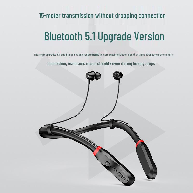 Grenzüberschreitende kabellose Bluetooth 5.0 Sport-Kopfhörer: Doppelter Nackenbügel, In-Ear-Design mit starkem Bass zum Laufen