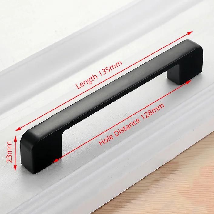 Svart skåphandtag i aluminiumlegering Amerikansk stil Solida köksskåpshandtag Lådknoppar Möbelhandtag Beslag