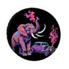 Polyester Fiber Tire Cover For Car Decoration Featuring A Retro Vaporwave Elephant And Hot Rod Design, Dirt-Resistant And Dust-P