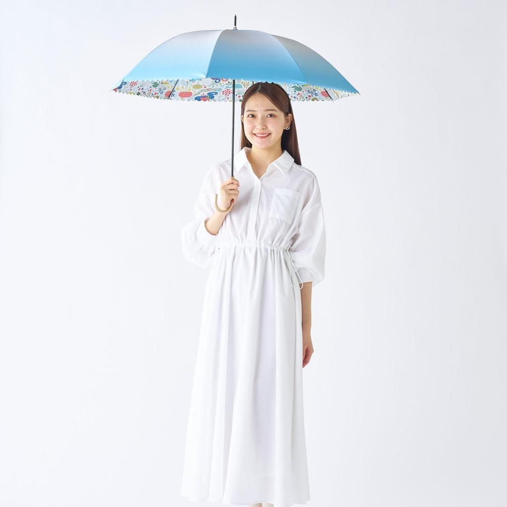 Moonbat Long For Both Sun and Light Heat UV Blue [Esta] Parasol, Umbrella, Women's, Rain, Blocking, Blocking, Protection, Long, Paradise,