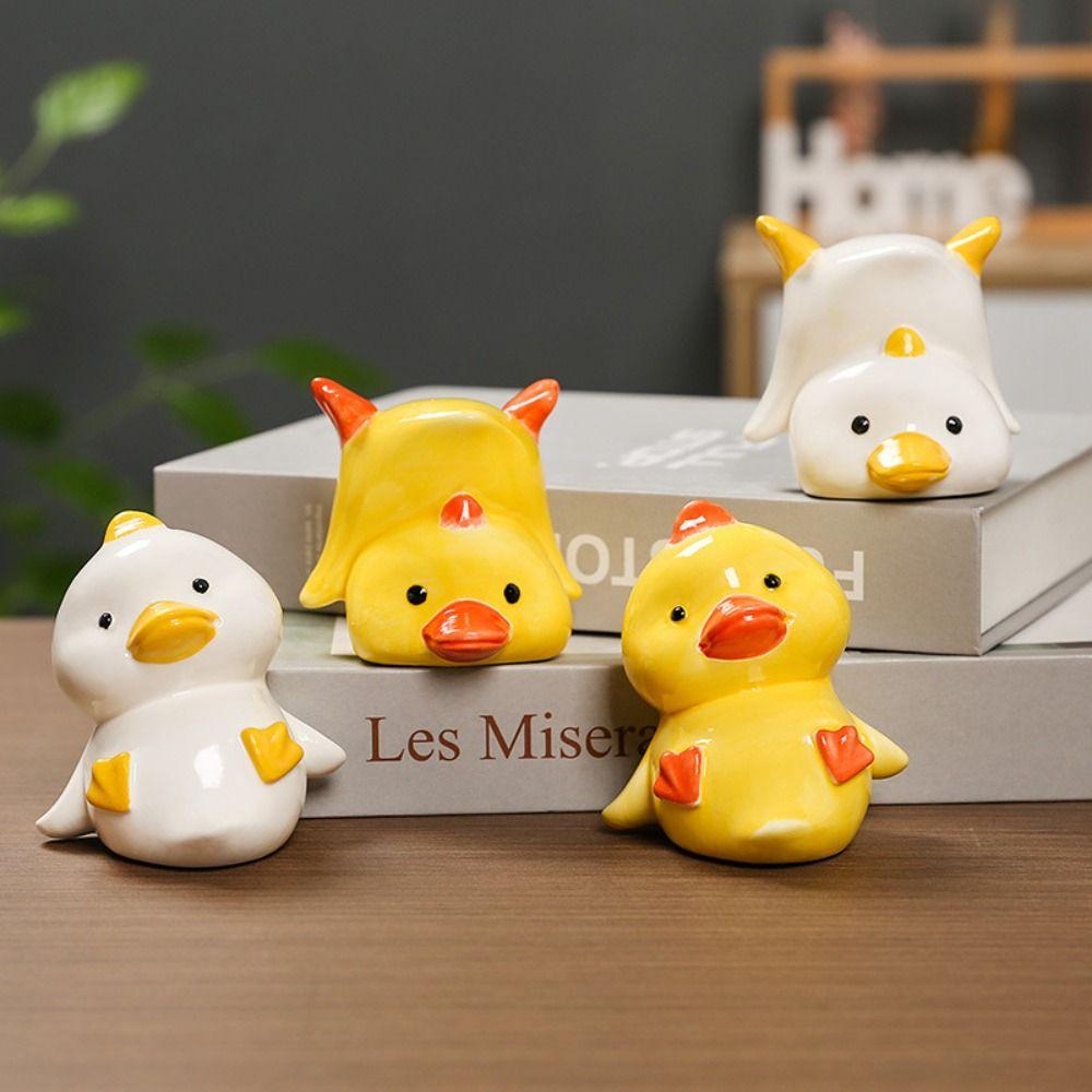 Handmad Duck Miniature Figurine Ceramic Pet Duck Landscape Decoration  Desktop Decorative