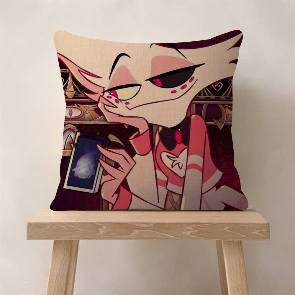 Anime Hhazbin Hhotel Angel Pillow Covers Cartoon Sofa Decorative Home Doublesided Printing Short Plush Cute Cushion Cover