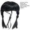 Funny Black Double Ponytail Pet Wig with Adjustable Strap Novelty Dog Cat Cosplay Accessory for Halloween Christmas Parties Festivals