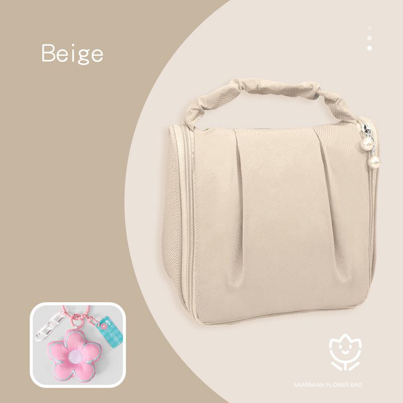 Cute Pearl Flower Makeup Bag Large Capacity Portable Handheld Makeup Bag Multi Functial Washable Travel Storage Bag 2026 New бежевый