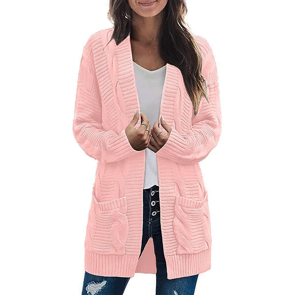 Damen Herbst Winter Langarm Strickjacken Damen Gestrickte Oberbekleidung Mäntel