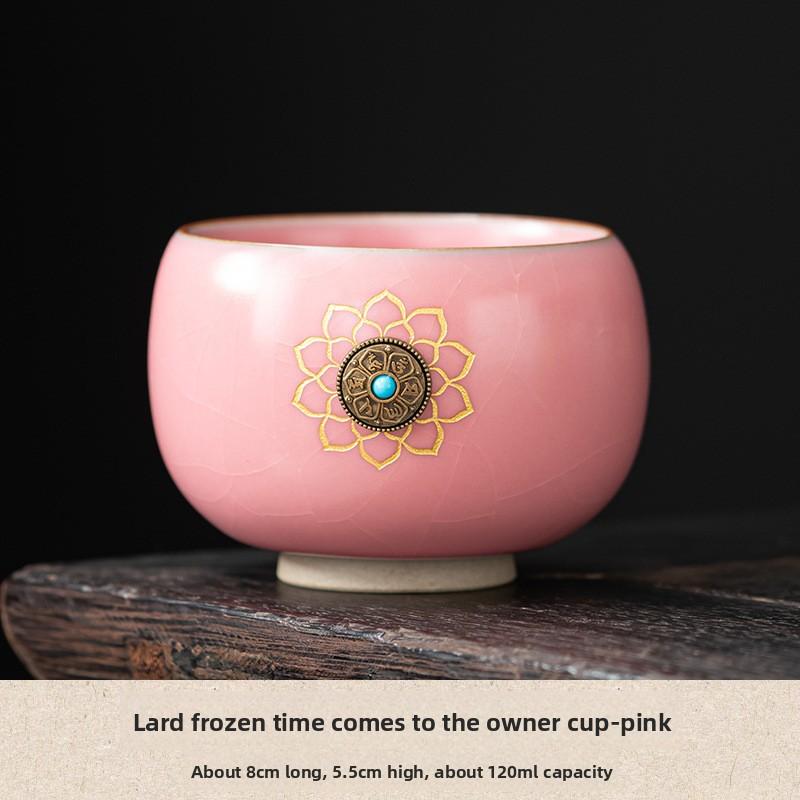 Lard Frost Turning Luck Master Cup Ru Kiln Tea Drinking Cup Crackle Glaze Large Size Personal Kung Fu Tea Set Ceramic Gift
