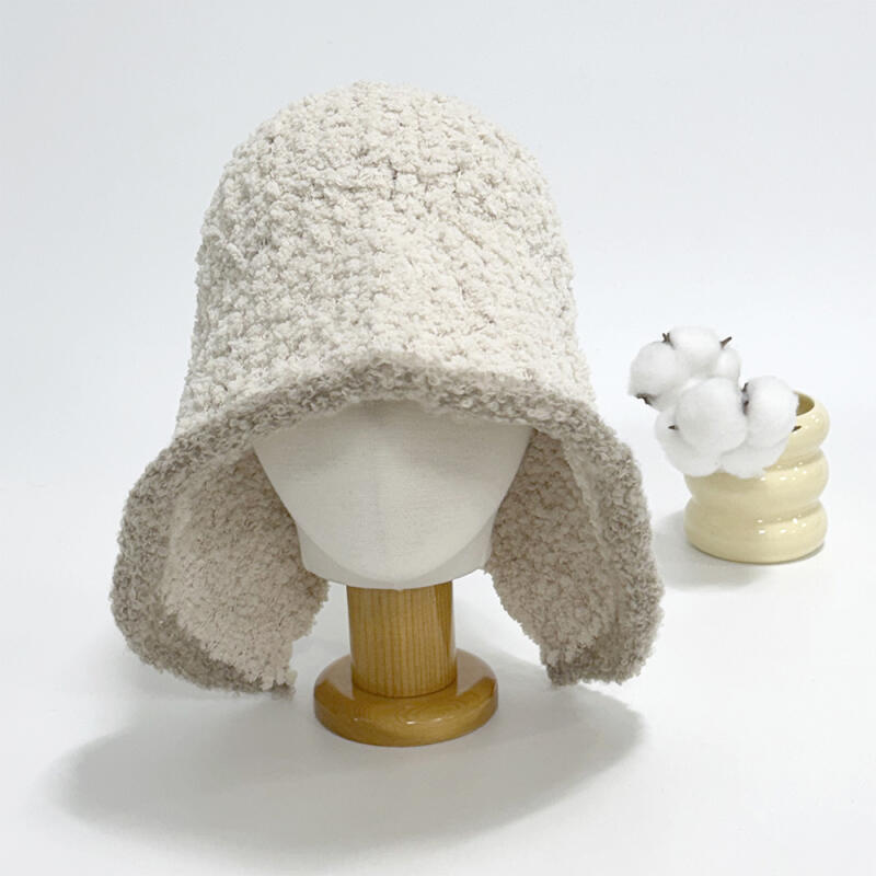 Women's Winter Hat Wool Long Brim Bucket Hat