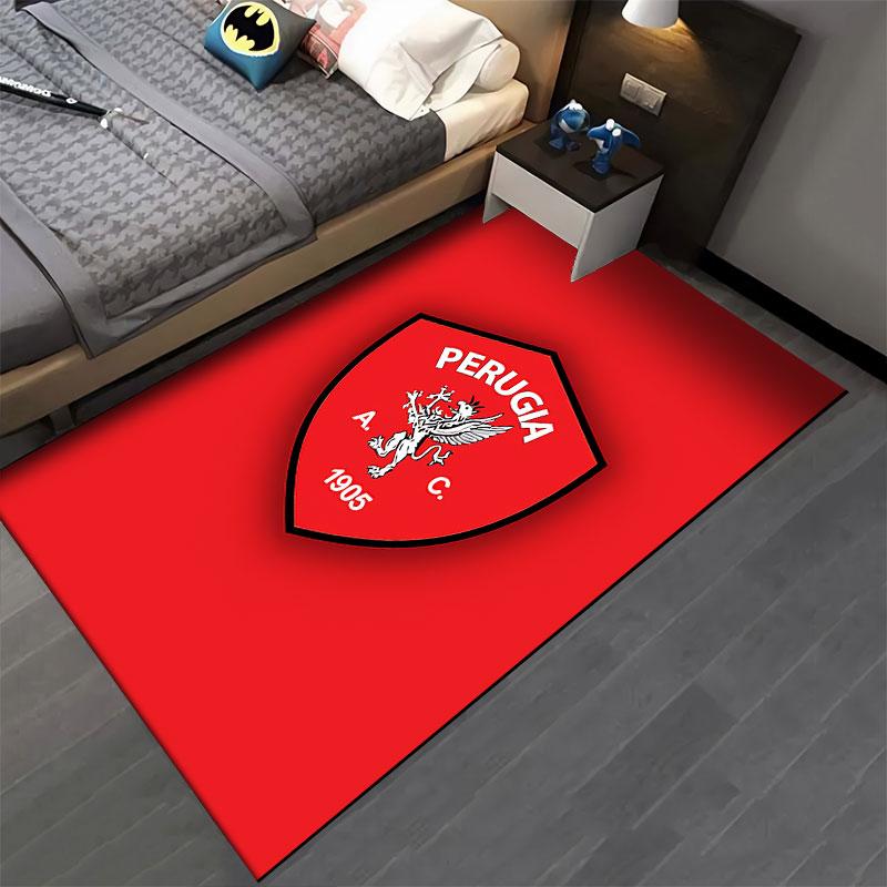 Perugia AC Red Emblem Carpet suitable as a non-slip mat for the living room or bedroom sofa