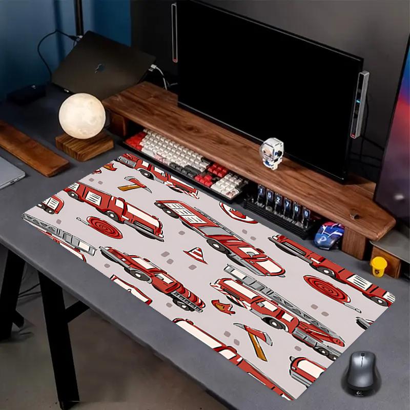 fire truck Theme Mouse Pad, Non Slip Rubber Base, Multifunctional Office & Home Decor, Perfect for Workspace Personalization.