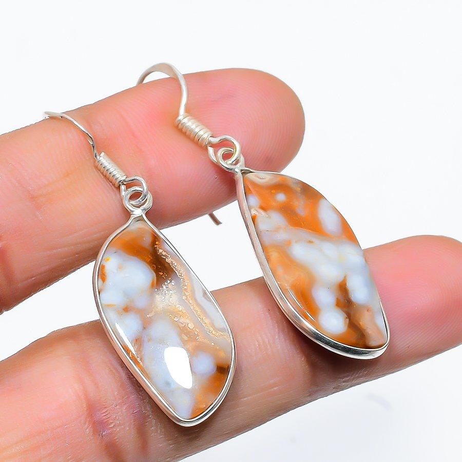 Cobra Jasper Gemstone Handmade 925 Sterling Silver Jewelry Earring 1.89" SU-7641