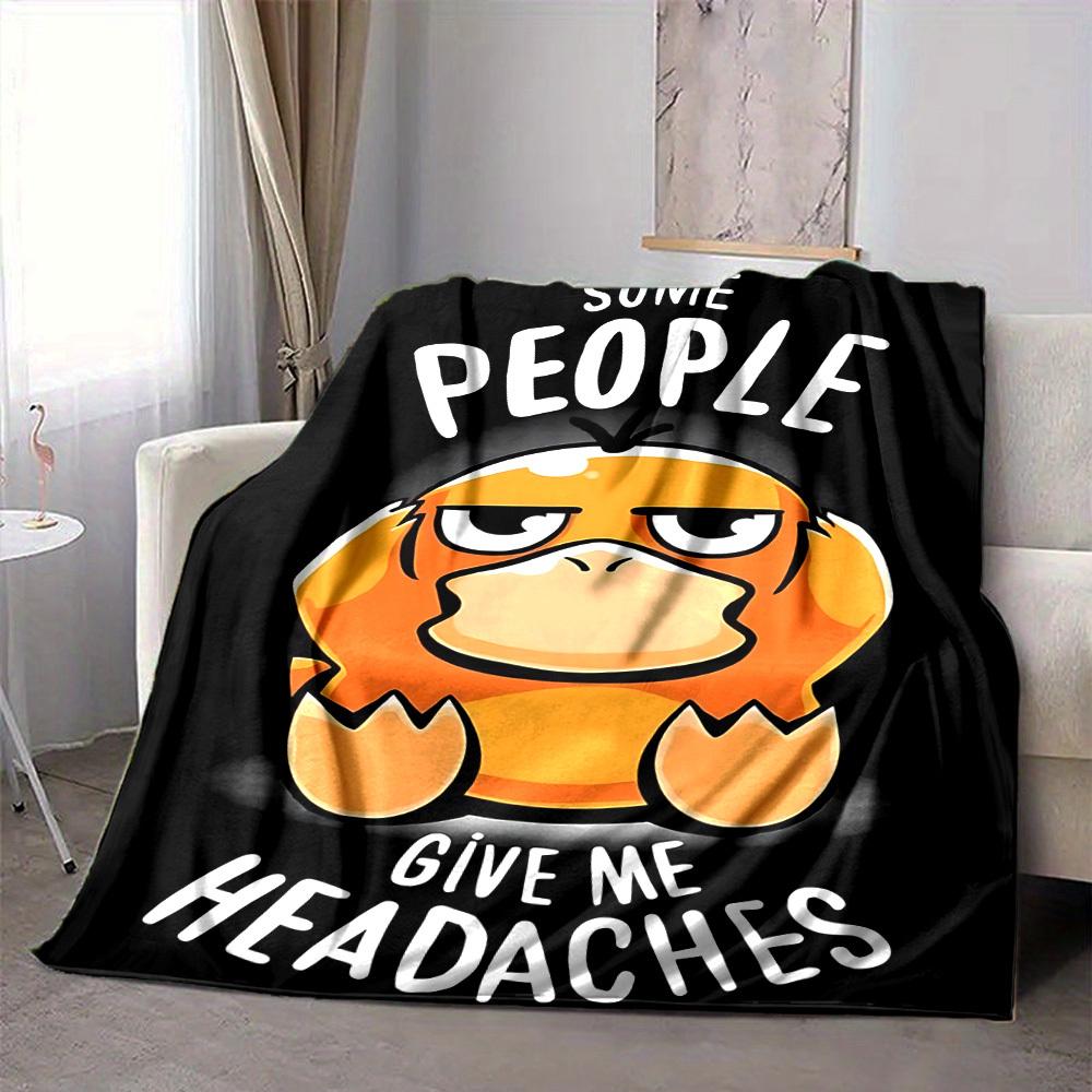 1pc Psyduck Blanket Lightweight Flannel Blanket Throw Blanket For Sofa, Bed, Travel, Camping, Livingroom, Office, Couch