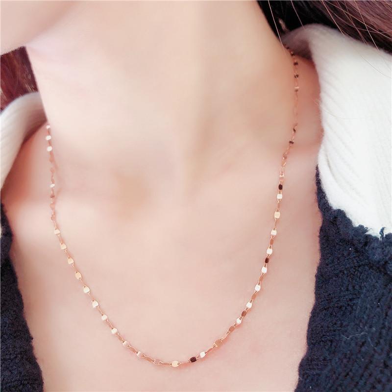 Purple Gold Tile Necklace Women'S Color Gold Plated Rose Gold Lock Shiny Bone Chain Jewelry