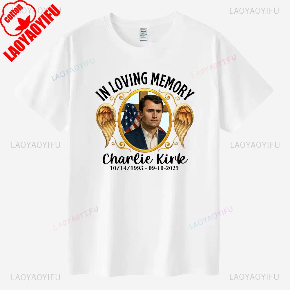 Gone But Not Forgotten Charlie Kirk Memorial Graphic T Shirts Thank You for Your Memories 1993-2025 T-shirt Cotton Ropa Hombre