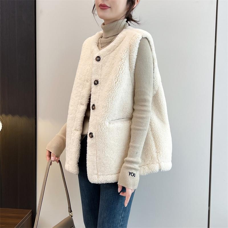Vest for Women Cotton Autumn Winter Sleeveless Tops Vest Thickened Casual Round-neck Vest