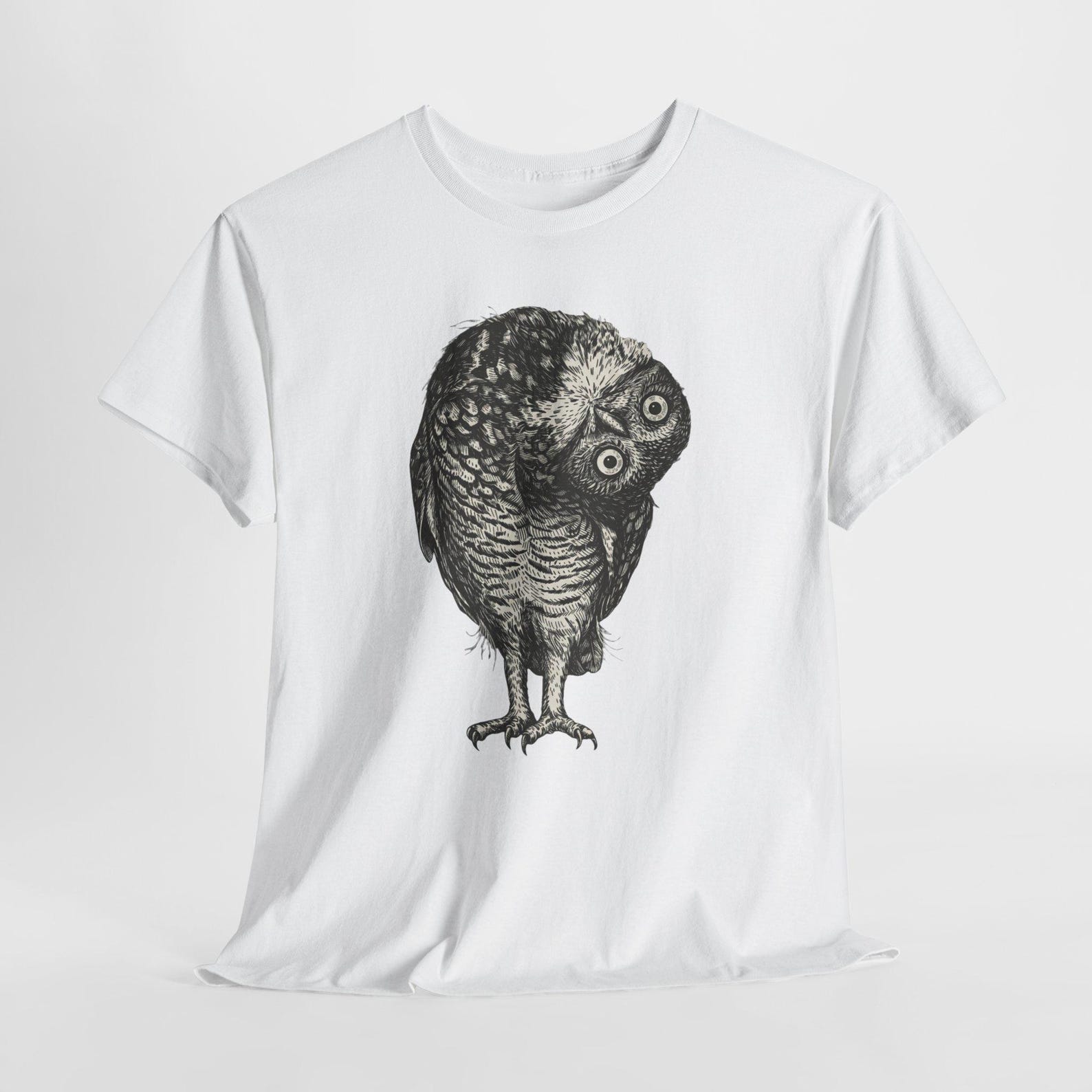 Linocut Owl T Shirt Dark Academia Folk Art Bird Graphic Tee Vintage Style Owl Shirt 3XL