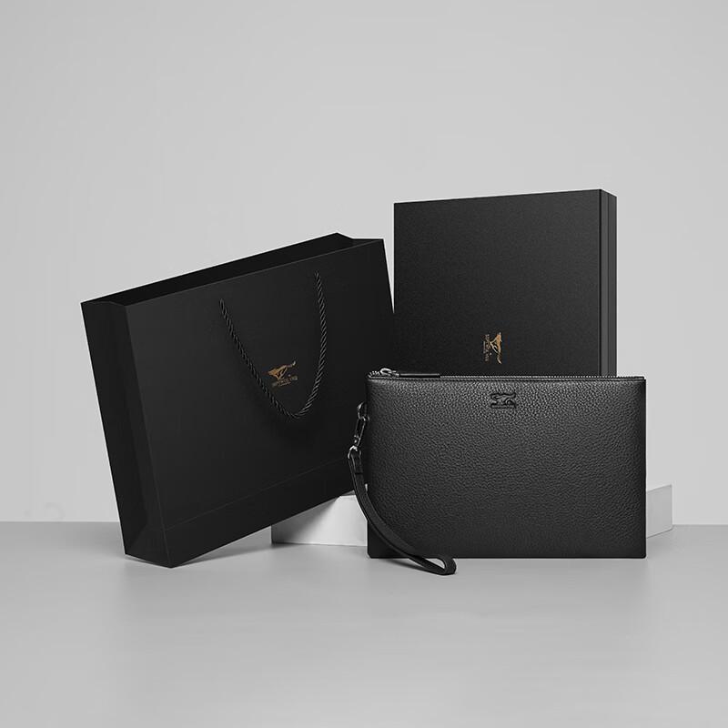 SEPTWOLVES Men's Genuine Leather Zipper Clutch Wallet