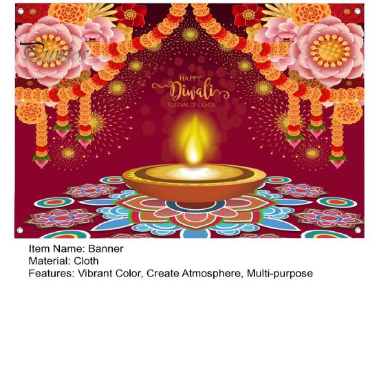 Happy Diwali Backdrop Banner Vibrant Color Create Atmosphere Festive Photo Decoration Banner for Diwali Parties Celebrations