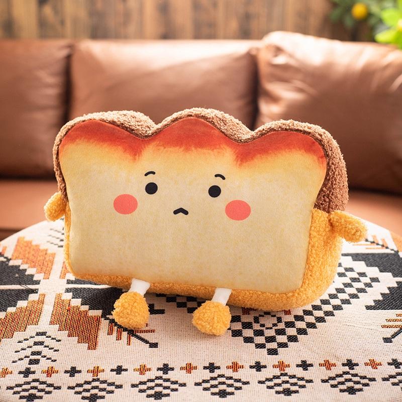 Plush Toast Bread Pillow Kawaii Food Toast Soft Doll Winter Hand Warmer Home Decoration Cushion Kids Toys Birthday Gift