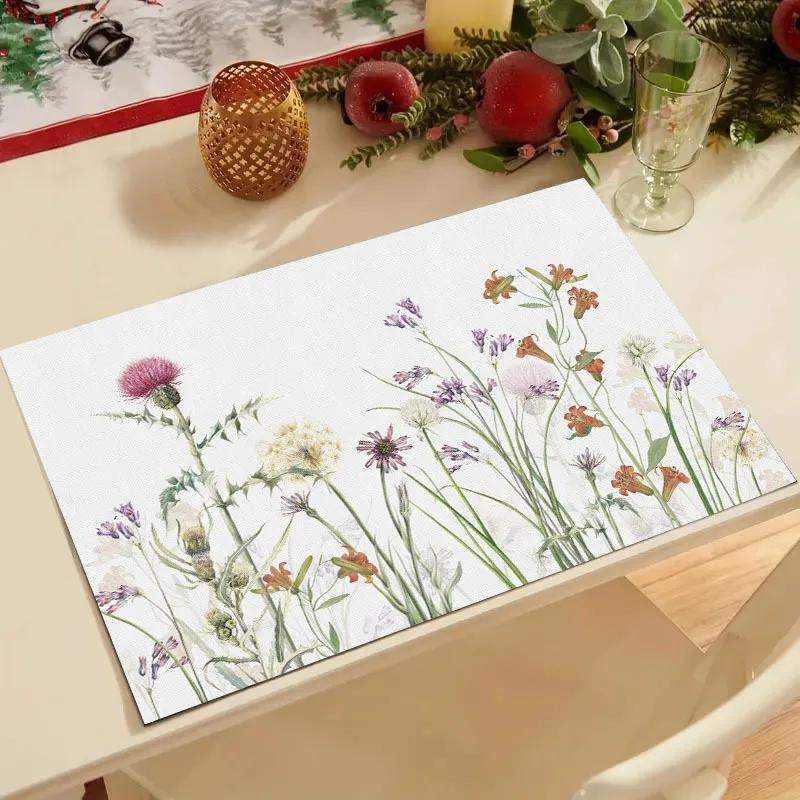 1PC Summer Eucalyptus Placemats for Dining Table Decoration Spring Seasonal Holiday Decoration Vintage Linens Table Mats