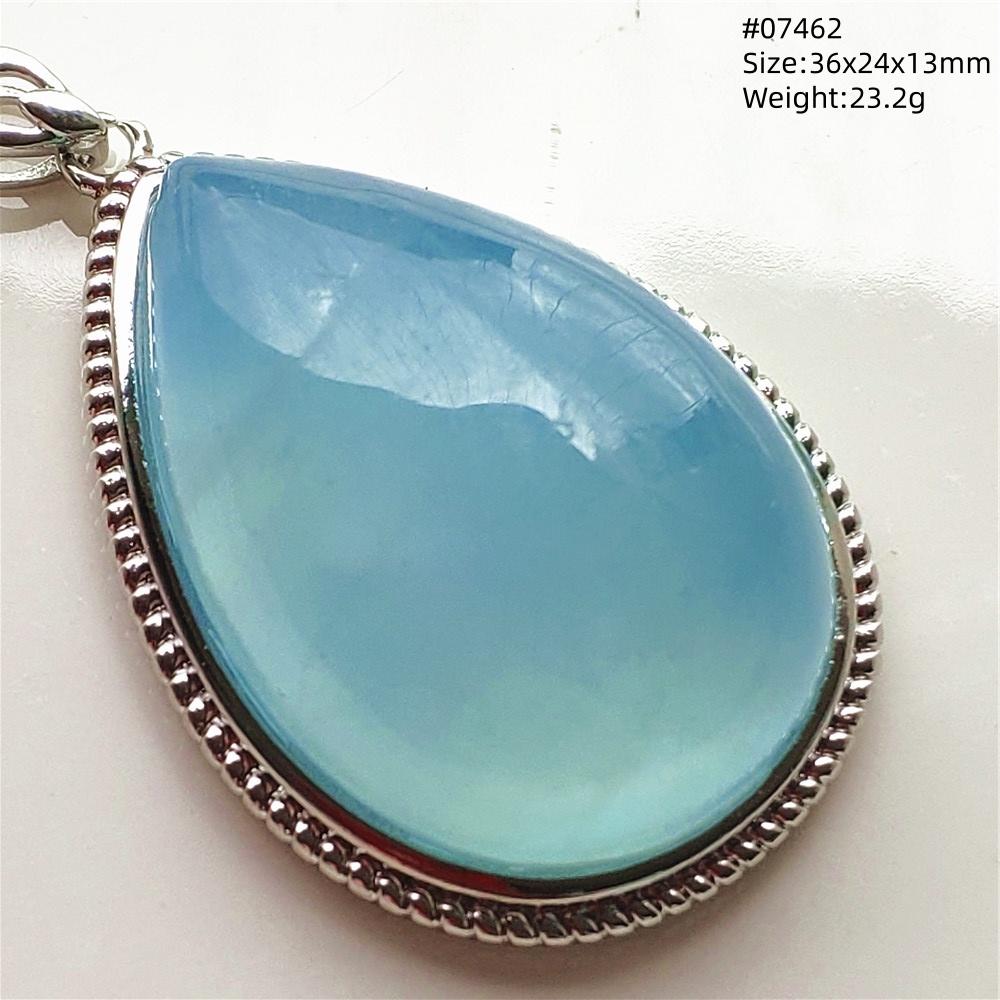 Natural Blue Aquamarine Oval Pendant Jewelry For Women Men Dark Aquamarine Necklace Fashion Brazil AAAAAA