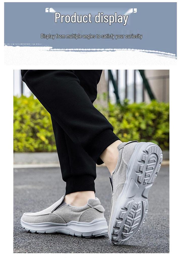 Men's Spring Slip-on Walking Shoes: Breathable Mesh, Lightweight, Large Size, Perfect for Middle-aged & Elderly Casual Wear.