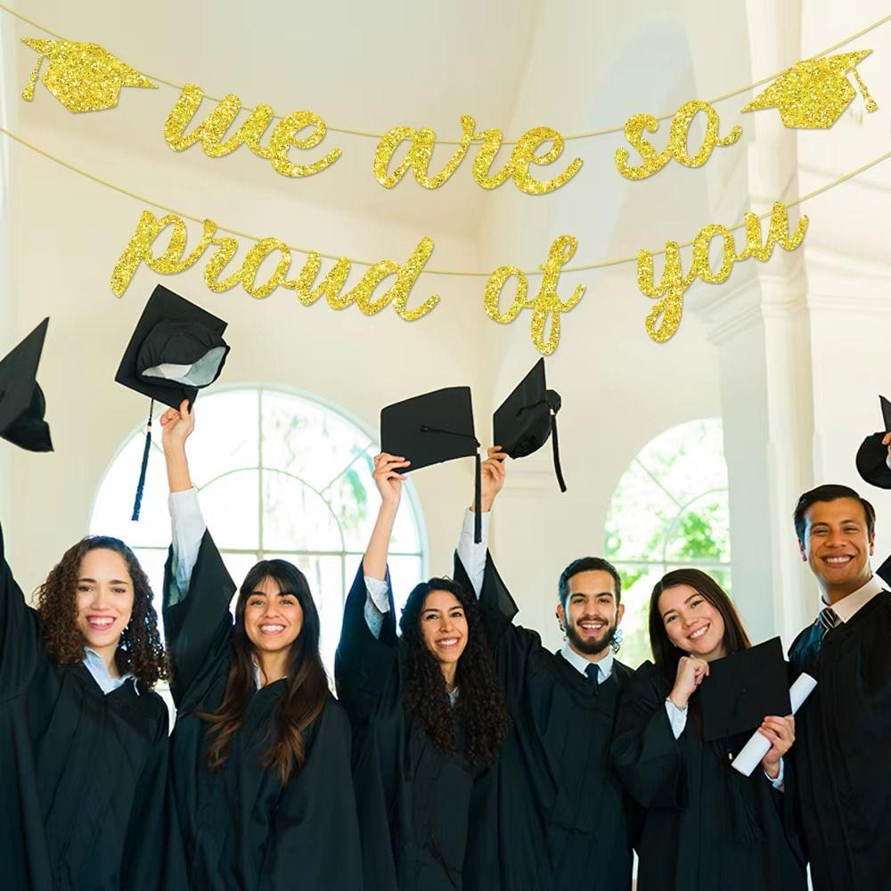Reusable Graduation Party Banner Glitter Decor Graduation Hanging Banner  Photo Background