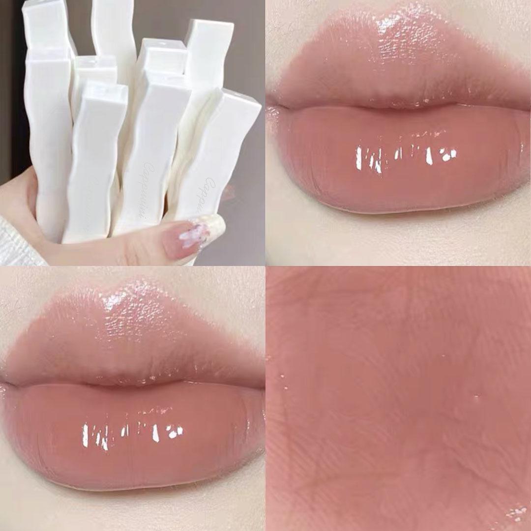 

Cappuvini Little White Tube: Moisturizing Solid Lip Gloss with Water Light Mirror Finish - Nourishing and Affordable Lipstick for Students.