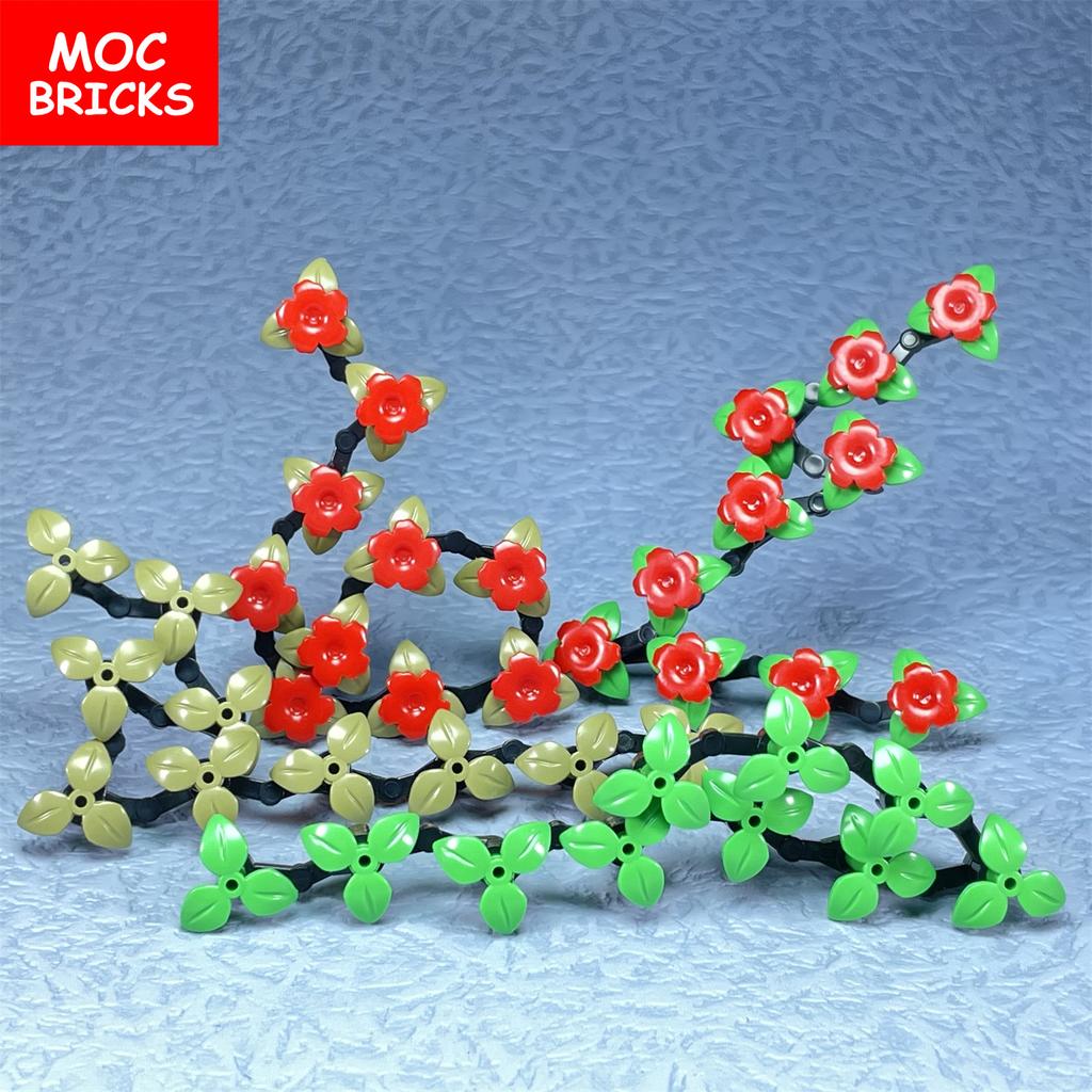 MOC Bricks Plant Stem Leaves Arm Mechanical 37695 30377 Wall Flower Building Blocks Action Educational Assembled Toys Kids Gifts