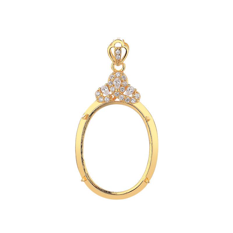 S925 Silver Women's Oval Round Pendant Setting for Inlay - Light Luxury Necklace Accessory