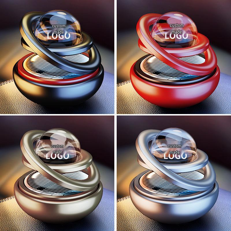Solar-Powered Rotating Car Air Freshener with Aluminum Alloy and Aromatherapy Scent